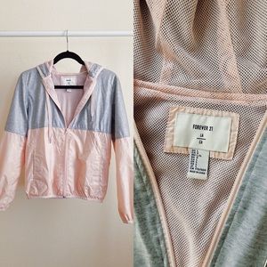 Pink and Gray Zipper Windbreaker